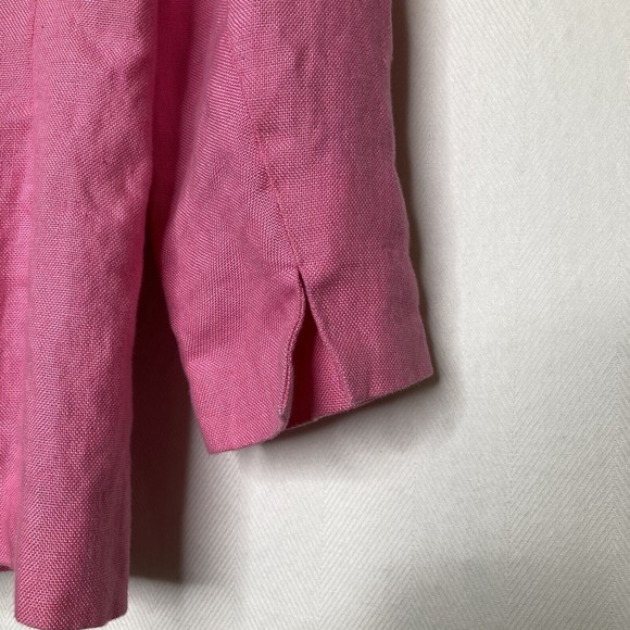 Talbots Womens Pink 100% Irish Linen Buttons Cardigan Jacket Blazer 3/4 Sleeve 2 - Picture 7 of 12